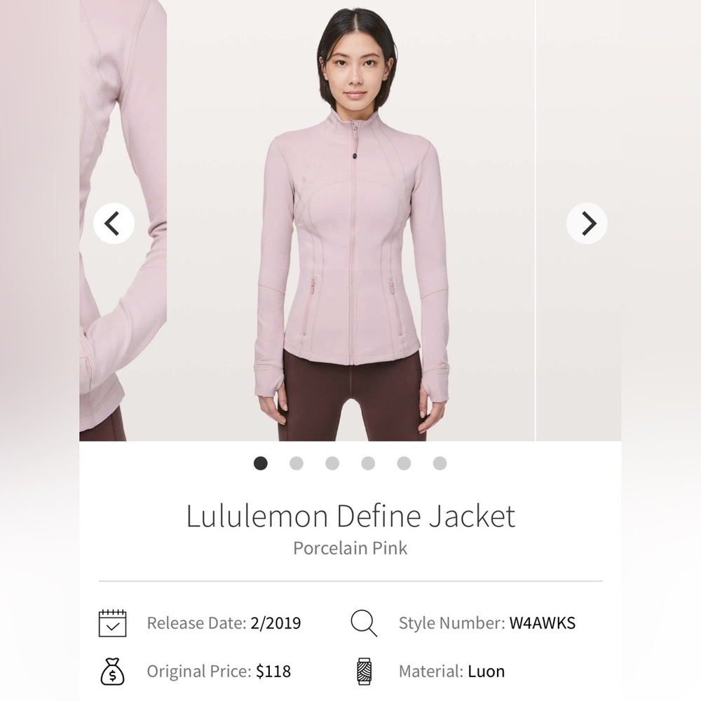 Lululemon Define Jacket *Luon* in Porcelain Pink